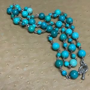 😍925 Silver 35” Turquoise Bead Necklace😍 NWOT